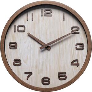 NUOVO 12 Inch Wall Clock Silent Non-Ticking Round Clock Vintage Retro Decorative Wall Clock Battery Operated for Bathroom Bedroom Living Room Office Kitchen