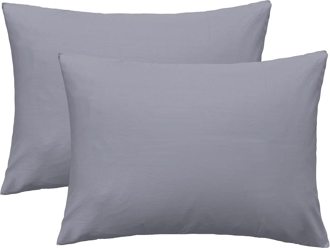 iMaylex Soft 100% Egyptian Cotton Zipper Pillow Case, Cozy and Lightweight Pillowcase, Set of 2, Light Grey, Standard, 20" x 26"
