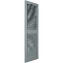 12 in. W x 52 in. H Builders Edge, Standard Cathedral Top Center Mullion, Open Louver Shutters, Includes Matching Installation Spikes (Per Pair), 385 - French Roast