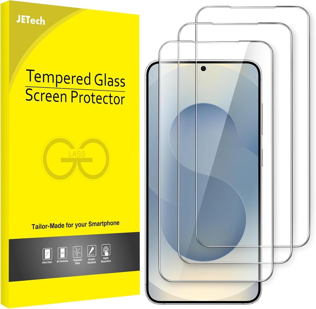 JETech Screen Protector for Samsung Galaxy S25 5G, Tempered Glass Film, Fingerprint ID Compatible, HD Clear, 3-Pack