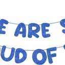 Fulmoon We Are So Proud of You Banner Glitter Congratulations Banner 2026 College Graduation Decorations for College High School University Graduation Party Supplies(Navy Blue)