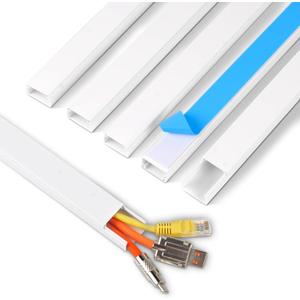 Rindion Cord Hider, 85.2in TV Cable Hider, Cord Covers for Wires on Wall, Self-Adhesive Wire Hider for TV on Wall Cable Management, 6 x L14.2 x W0.94x H0.55in - White