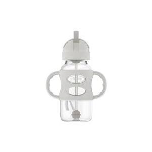 Dr. Brown's Milestones Wide-Neck Sippy Straw Bottle, Spill-Proof with 100% Silicone Handles and Weighted Straw, 9 oz