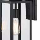 WISBEAM 17.75in Large Size Dusk to Dawn Wall Sconce for House, Black Outdoor Wall Lantern, Modern Porch Lights Outdoor, Metal Construction with Clear Glass, 1 Pack