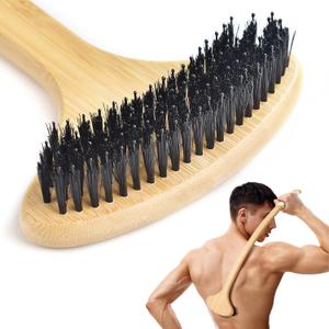 NURENDER Bamboo Back Scratcher, Oversized Body Scratcher with 22” Curved Long Handle and 2 in 1 Wide Scratching/ Massaging Head, for Itch Relief, Body Brush backscratchers for Adults Men Women