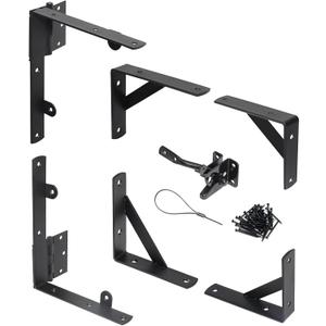 Gate Corner Brace Brackets Heavy Duty Anti Sag Gate Kit with Gate Latch for Wooden Fence Gate Hardware Kit (Single Door Set)