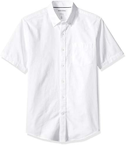 Amazon Essentials Men's Button-Up Shirts - Slim-Fit Short-Sleeve Pocket Oxford - Comfort and Style, Large, White