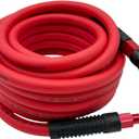 Hybrid Air Hose 3/8-Inch x 25FT300 PSI Heavy Duty Air Compressor Hose, Lightweight, Kink Resistant, All-Weather Flexibility with 1/4-Inch Swivel Solid Aluminum Quick Coupler and Plug,Red