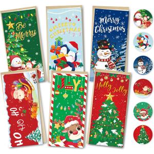 Christmas Money Holders for Cash Gift,24 Pack Christmas Money Cards with Envelopes,Cash Gift Card Holders in 6 Designs