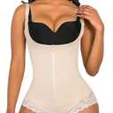 SHAPERX Women's Fajas Colombianas Shapewear Postpartum Tummy Control Body Shaper Butt Lifter Bodysuit, SZ7200-Beige-L
