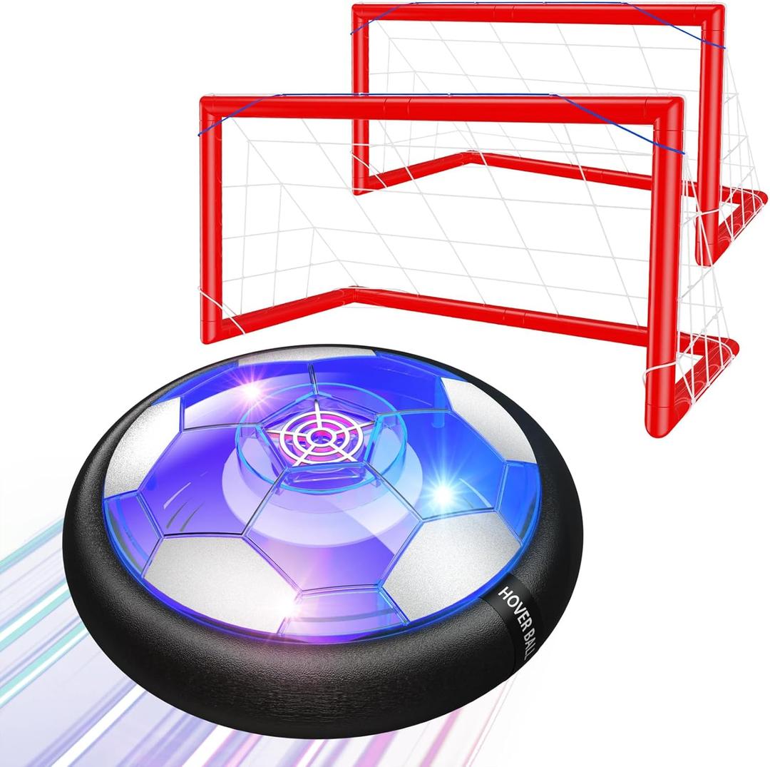 2 in 1 Hover Soccer Ball Set, USB Rechargeable Air Power Soccer Kids Toys with LED Lights and Foam Bumper Protection, 2 Goals for Boys and Girls Ages 3 4 5 6 7 812 Indoor/Outdoor Games