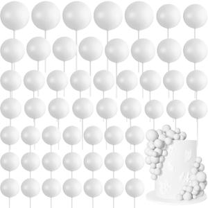 75 Pieces Black Cake Balls Topper Decorations Foam Cupcake Topper Mini Balloon Cake Topper Balls Cake Picks for Cake Deco Birthday Party Wedding