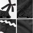 ZESICA Women's Summer Swing Mini Dress Casual Spaghetti Straps Sleeveless Smocked Backless Flowy A Line Sundress (Black, L)