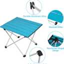 Tesouro Portable Camping Table,Folding Side Table Aluminum Top for Outdoor Cooking, Hiking, Travel, Picnic (Blue-Large)