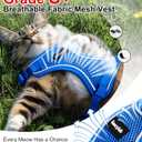Cat Harness and Leash for Walking Escape Proof Soft Adjustable Cat Leash Breathable Comfortable Vest Easy to Wear Kitten Harness for Outdoor Travel (Blue, M (13-18lb))