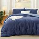 Bedsure California King Comforter Set, Navy Blue Soft Prewashed Bedding for All Seasons, 3 Pieces GentleSoft Bed Set, 1 Lightweight Comforter (104"x96") and 2 Pillowcases (20"x36")