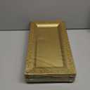 Efavormart 4 Pack | 14" Gold Lace Print Rectangular Plastic Serving Trays, Decorative Coffee Table Trays
