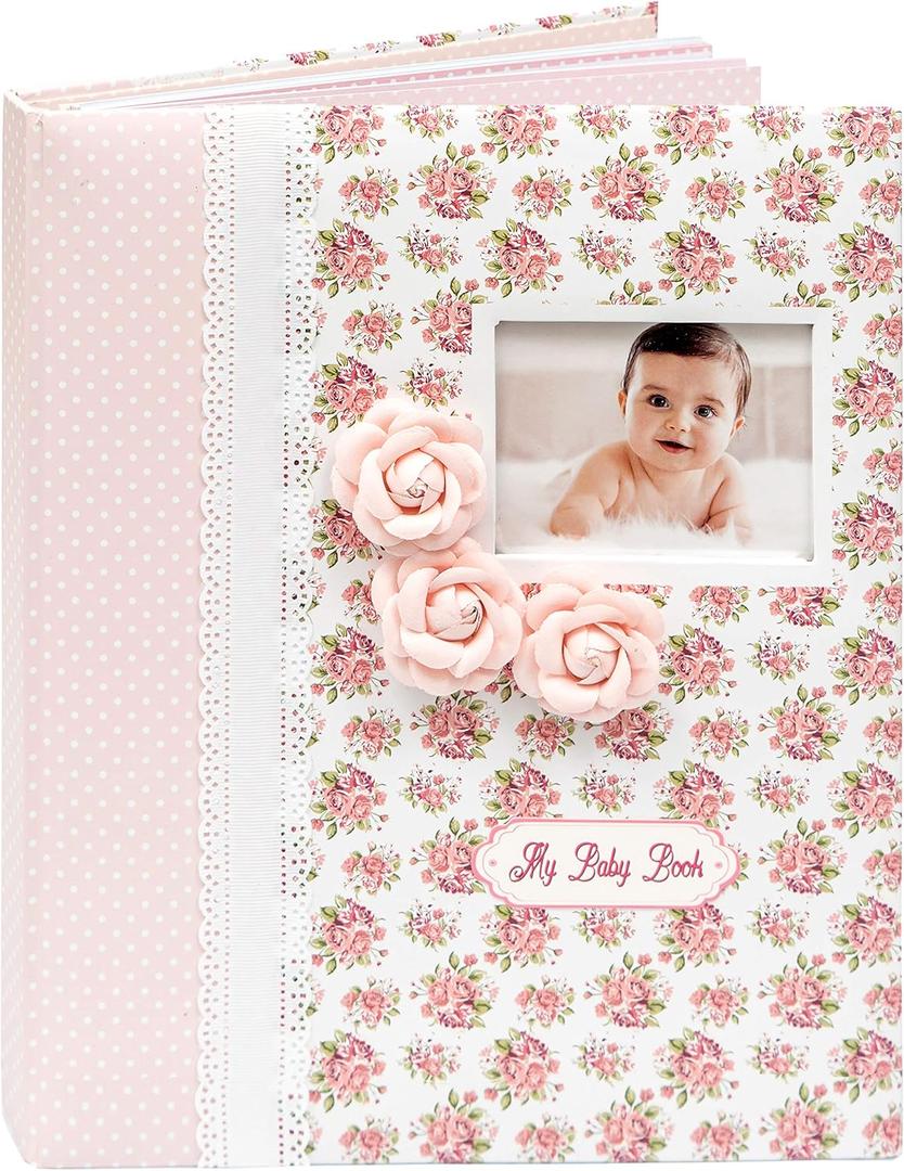 Baby Book Keepsake - Baby Memory Book and Album for Girl, Journal from Pregnancy to First 5 Years, Scrapbook to Record Memories, Milestones and Photos (Pink)