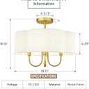 Gold Semi Flush Mount Ceiling Light, 18" 4-Light Light Fixtures Ceiling Mount with Fabric Shade in Quatrefoil for Kitchen Nursery Entryway Hallway Bedroom, SM179-BG-L