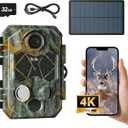Solar Trail Camera WiFi-Trail Camera with 10000mAh Rechargeable Battery Pack 4K 64MP Game Cameras with Night Vision IP66 Waterproof 120 Detection Angle 0.2s Trigger 940nm No Glow LED Wildlife