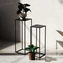 Pack of 2 Already installed Black Plant Stand,Dimension 9.84*H27.56in and 8.66*H23.62in,indoor stable steel frame Flower Stands drink table for party wedding Centrepieces Living Room Patio Garden