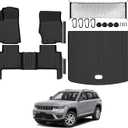 Tongama-Floor Mats for 2022-2025 2026 Jeep Grand Cherokee (Include 4xe Not WK or L), All Weather TPE Trunk Mat and Cargo Net and Door Sill Guards for Jeep Grand Cherokee Floor Liner Accessories