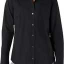 Amazon Essentials Women's Slim-Fit Stretch Poplin Button-Up Dress Shirt, Large