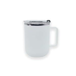 CutieKeeLoo Stainless Steel Drinking Cup with Lid, 500ml (17oz) Mug - Leakproof, Straw & Sip Lid, Classic White