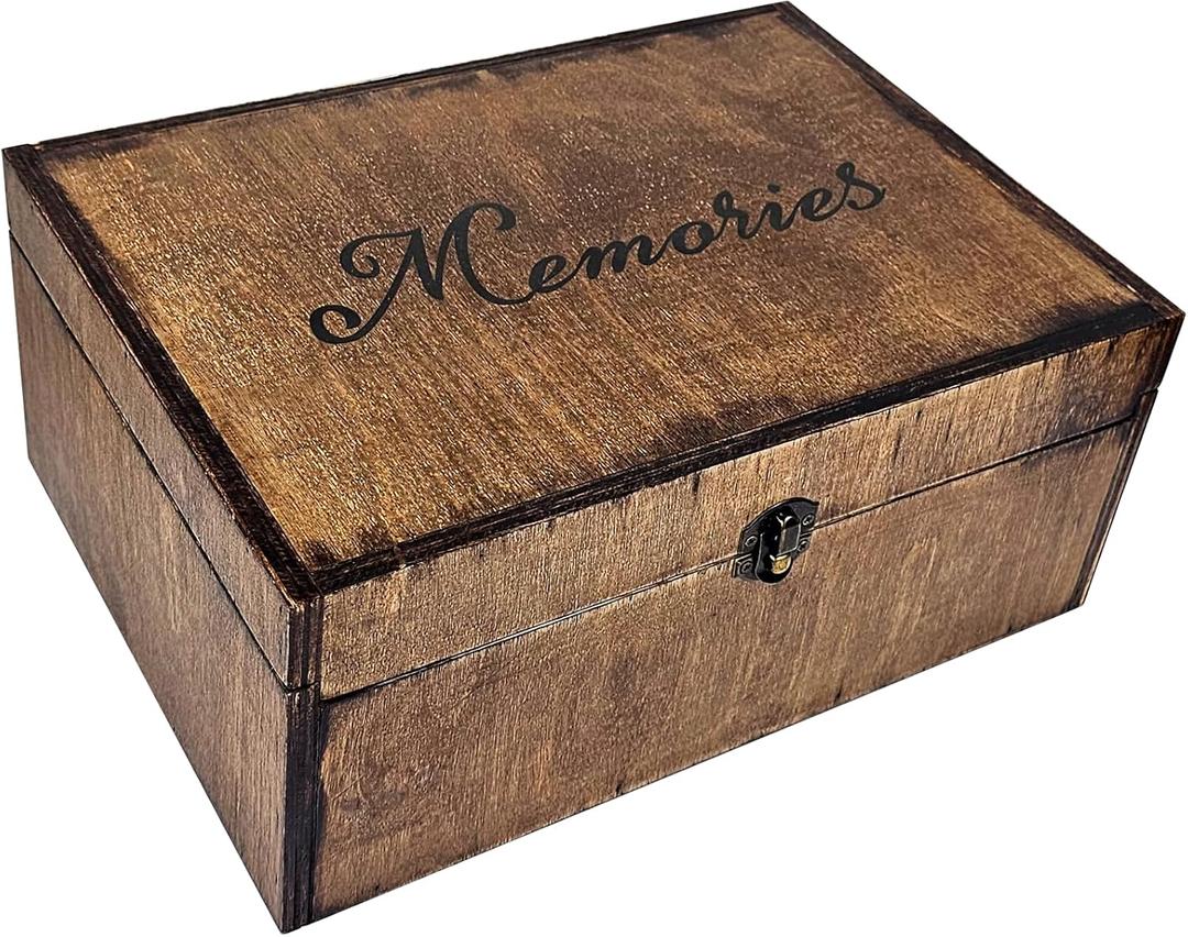 Large Wooden Memory Box for Keepsakes, Wooden Keepsake Box for Memories, Weddings, Engraved Memory Keepsake Box, Decorative Storage Box