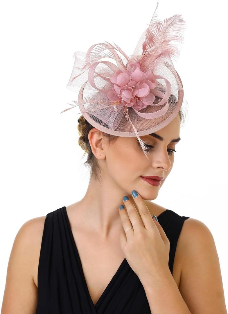 Haojing Women's Organza Church British Fascinator Bridal Tea Party Wedding Hat Summer
