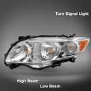 Headlight Assembly for 2009 2010 Toyota Corolla Base/CE/LE/XLE Models North America Built Vehicle Clear Lens Chrome Housing Amber Reflector Replacement Pair
