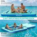 2 in 1 Inflatable Floating Dock, 8.2FTx7.2FT Floating Mat with Mesh Swim Area & Portable Pool Island Platform with Air Pump, Repair Kit, Storage Bag & Linking Ropes for Swimming, Lake, Beach