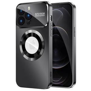 MAKAVO Magnetic for iPhone 12 Pro Case, Compatible with MagSafe, Built-in Camera Lens Protector, Logo View, Military Grade Drop Proof Phone Case Cover, Black