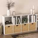 Wooden 8 Cube Storage Organizer with Closed Back Panel,White Cube Shelf Cubby Storage Organizer with Compartments for Living,Bookshelf, Easy to Install (White, 8 Cube-11in)