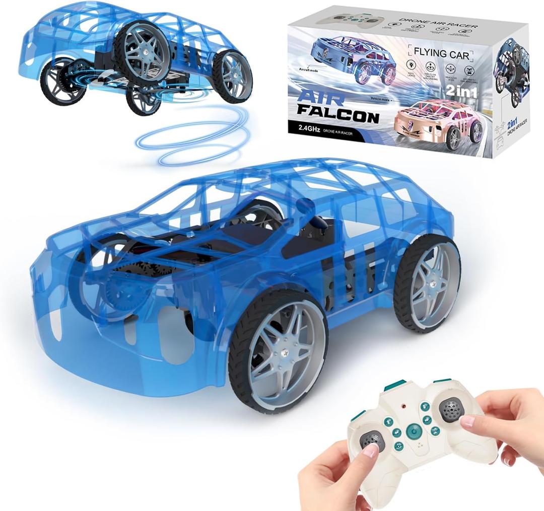 RC Drone Car Mini RC Drone & Flying Car, Remote Control Quadcopter with One Key Take Off/Landing, LED Lights, Easy to Fly Toy Drones for Kids 8-12