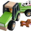 Wooden Tractor Toys for Toddlers 1-3, Baby Vehicle Toys Hand Push Car Toys for 1 2 3 Year Old Boys Girls (Green)