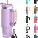 Frost Buddy Thicc Buddy - 40 oz Stainless Steel Vacuum Insulated Tumbler with Lid and Straw for Water - Travel Mug Cupholder Friendly - Gifts for Women Men Him Her (Lavender Fields)