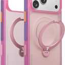 TORRAS Ostand Q3 Air for iPhone 17 Pro Max Case with 360 Magnetic Stand, Fit for MagSafe, Mil-Grade Drop Tested, Camera Control Button, Shockproof Phone Case for iPhone 17 Pro Max 6.9", Neon Pink