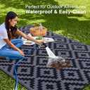 OLANLY Waterproof Outdoor Rug 5x8 ft, Outdoor Plastic Straw Rug for Camping, RV Mat Outside, Indoor Outdoor Carpet for Porch, Deck, Backyard, Balcony, Picnic, Black & Grey