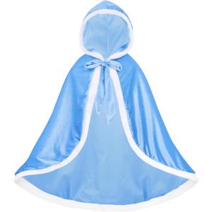 Century Star Girls Fur Princess Cape with Hooded Cloak for Little Girls Christmas (4-5T, Blue)