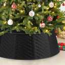 Black Tree Collar Christmas Tree Collar - 28 inch Tree Base Cover Plastic Tree Ring Xmas Ornament for Christmas New Year Party Gifts Festival Holiday Decoration (Basic w/o magnet-Large)
