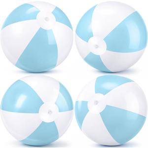 MiniInflat 4 Pcs 16 Inch Inflatable Beach Balls Bulk Large Pastel Inflatable Decorated Ball Party Ornaments for Summer Swimming Pool Party Birthday Favors