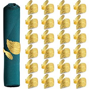 Gold Napkin Rings Set of 12, Metal Leaf Napkin Rings Cloth Napkin Holder for Weddings, Valentines Day, Holiday, Receptions, Dinner Party, Banquet, Buffet Table Decor