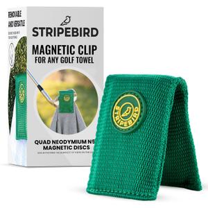Stripebird Magnetic Clip for Any Towel - Fairway Green Golf Towel - Highest Strength Magnet - Removable