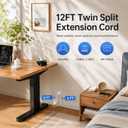 Split Extension Cord 12FT(6FT Per Side) - Single 4 AC & 4 USB Ports | 16-in-1 Twin Flat Plug Power Strip for Bedroom, Dual Flat Outlet Extender - Bedside Charging Station for Travel, Dorm, Office