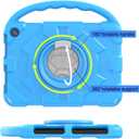 Fire HD 8 Tablet Case for Kids(2024/2022/2020 Release,12th/10th Generation),Incompatible with iPad Samsung,Shock Proof Friendly,360 Rotating Grip Stand,Portable Handle Kid-Proof Case (Blue)