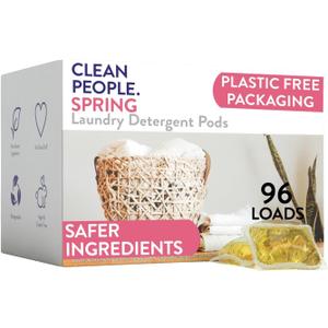 The Clean People Laundry Detergent Pods - Hypoallergenic Laundry Pods - Ultra Concentrated, Recyclable Packaging, Stain Fighting - Spring Scent, 96 Pack