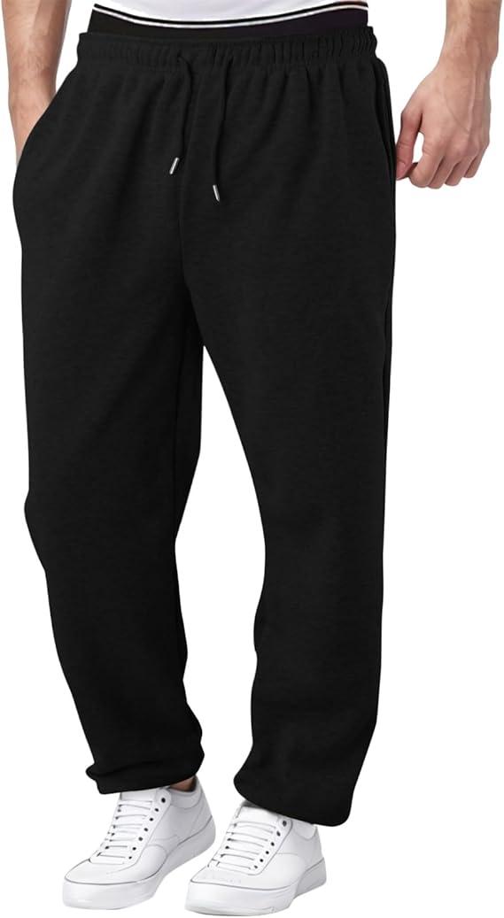 Men's Lightweight Sweatpants Open Bottom Sweat Pants for Men Straight Leg Gym Sweatpants Lounge Pants with Pockets, XL