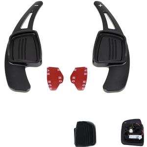 HIBEYO 2PCS/Pair for Audi TT Q7 R8 A6 S5 A4 B9 A5 Q2 S3 S4 TTS Q5 Q3 A6L 2018 2017 Sports Black CNC Billet Aluminum Steering Wheel Larger Paddle Shifter Extension Covers Replacement Paddle Shift