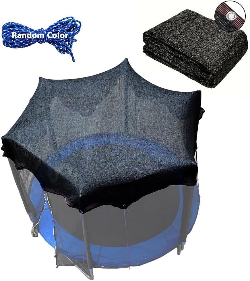 Trampoline Shade Cover 90% Shading Ratio Black Sunshade Tent Top Cover 10ft 12ft 14ft for Round Trampoline, Easy to Install for Backyard Playground, Sunproof Net for Outdoor, Tent Only (Fits 10-12FT)